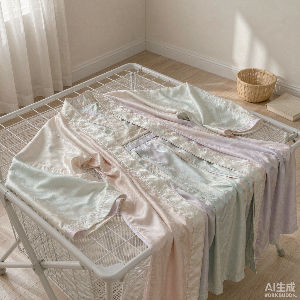 真丝汉服平铺阴干晾晒